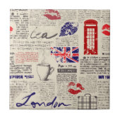 London Themed Seamless Pattern mit Telefonkabinen Fliese (Vorderseite)