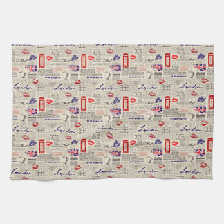 London Themed Seamless Pattern mit Telefonkabinen Küchentuch