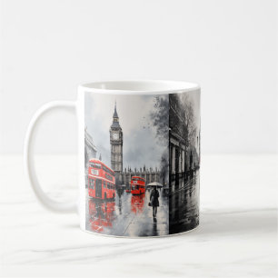 "London-Themed White Keramik Tasse - Iconic Red Bu