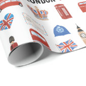 London Themed Wrapping Paper | London Themed Gift Geschenkpapier (Rolleneckpunkt)