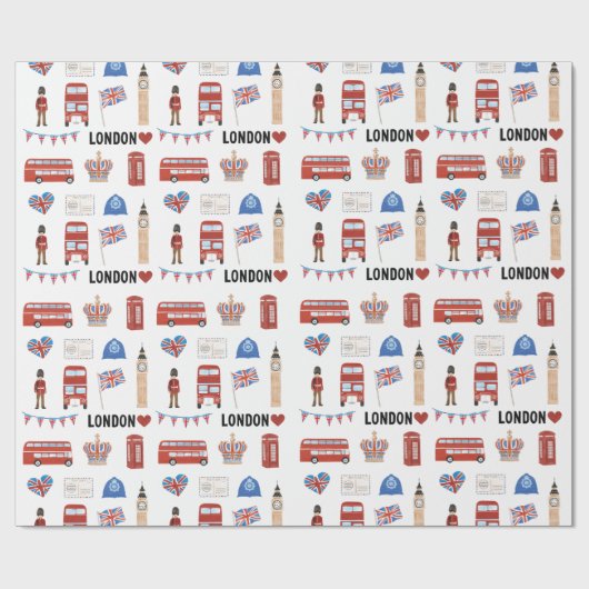 London Themed Wrapping Paper | London Themed Gift Geschenkpapier (Flach)