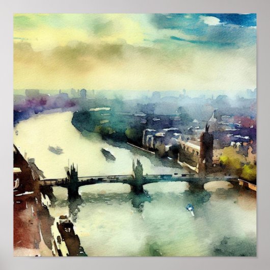 London-Themse (B), Wasserfarbe Poster (Vorne)
