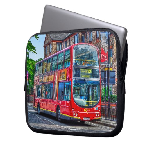 London to Lewisham Red Double decker Bus UK Laptopschutzhülle (Vorderseite Links)