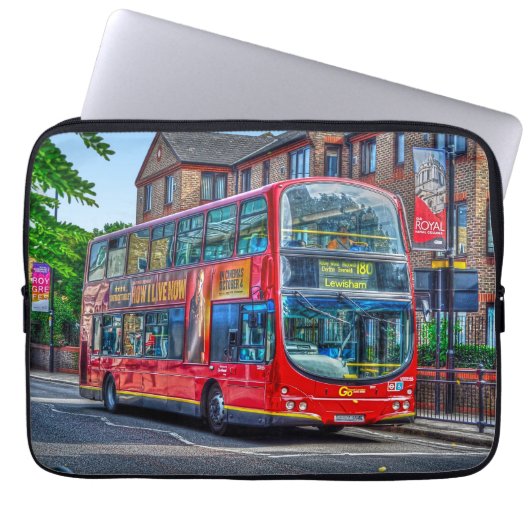 London to Lewisham Red Double decker Bus UK Laptopschutzhülle (Vorderseite)