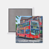 London to Lewisham Red Double decker Bus UK Magnet (Vorderseite/Rückseite)