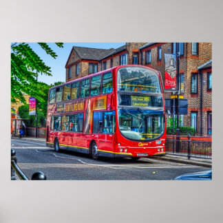 London to Lewisham Red Double decker Bus UK Poster
