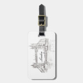 London Tower Bridge Black Ink Classic Zeichnend Gepäckanhänger (Vorderseite vertikal)