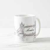 London Tower Bridge Black Ink Classic Zeichnend Kaffeetasse (VorderseiteRechts)