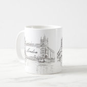 London Tower Bridge Black Ink Classic Zeichnend Kaffeetasse (Vorderseite Links)
