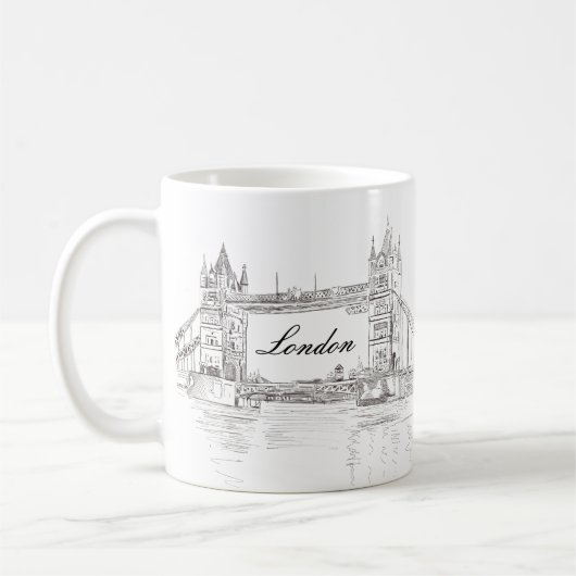 London Tower Bridge Black Ink Classic Zeichnend Kaffeetasse (Links)