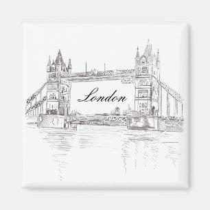 London Tower Bridge Black Ink Classic Zeichnend Magnet