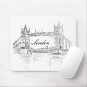London Tower Bridge Black Ink Classic Zeichnend Mousepad (Mit Mouse)