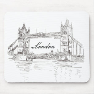 London Tower Bridge Black Ink Classic Zeichnend Mousepad