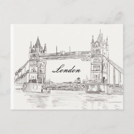 London Tower Bridge Black Ink Classic Zeichnend Postkarte
