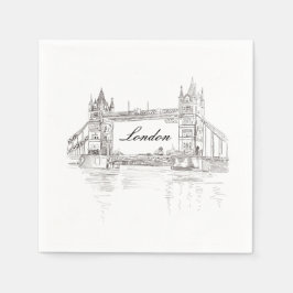 London Tower Bridge Black Ink Classic Zeichnend Serviette