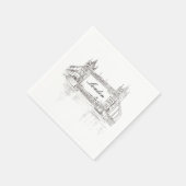 London Tower Bridge Black Ink Classic Zeichnend Serviette (Ecke)