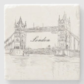 London Tower Bridge Black Ink Classic Zeichnend Steinuntersetzer (Vorderseite)