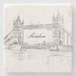 London Tower Bridge Black Ink Classic Zeichnend Steinuntersetzer