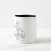 London Tower Bridge Black Ink Classic Zeichnend Tasse (Zentrum)