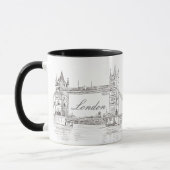 London Tower Bridge Black Ink Classic Zeichnend Tasse (Links)