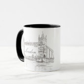 London Tower Bridge Black Ink Classic Zeichnend Tasse (Vorderseite Links)