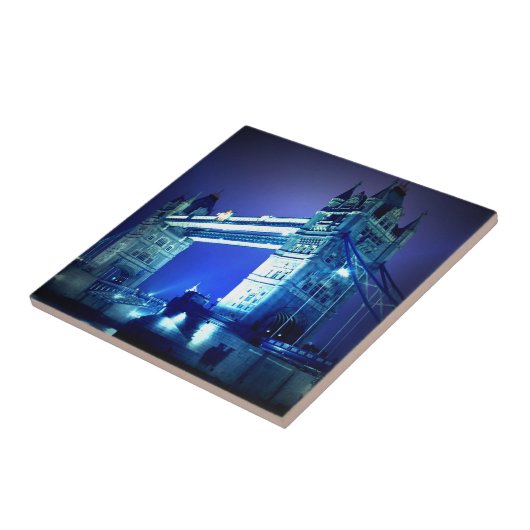 London Tower Bridge & Blue Night Fliese (Seite)