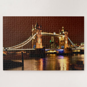 London & Tower Bridge in der Nacht, England /Großb Puzzle