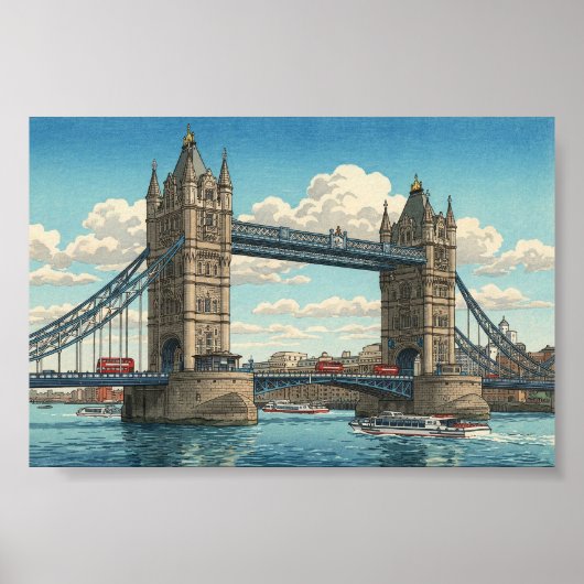 London Tower Bridge Japanese Woodblock Print Poster (Vorne)