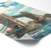 London Tower Bridge Japanese Woodblock Print Poster (Ecke)