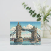 London Tower Bridge Japanese Woodblock Print Postkarte (Stehend Vorderseite)