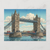 London Tower Bridge Japanese Woodblock Print Postkarte (Vorderseite)