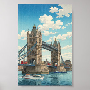 London Tower Bridge Japanischer Holzschnitt Poster