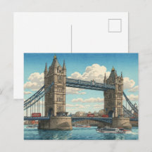 London Tower Bridge Japanischer Holzschnitt