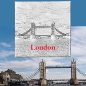 London Tower Bridge Red Schwarz-weiß Embossed Magnet