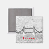 London Tower Bridge Red Schwarz-weiß Embossed Magnet (Vorderseite/Rückseite)
