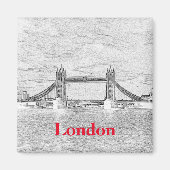 London Tower Bridge Red Schwarz-weiß Embossed Magnet (Vorne)