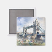 London Tower Bridge Travel Watercolor Magnet (Vorderseite/Rückseite)