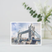 London Tower Bridge Travel Watercolor Postcard Postkarte (Stehend Vorderseite)