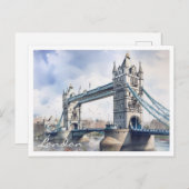 London Tower Bridge Travel Watercolor Postcard Postkarte (Vorne/Hinten)