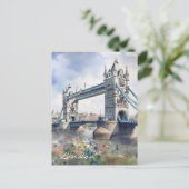London Tower Bridge Travel Watercolor Postkarte (Stehend Vorderseite)
