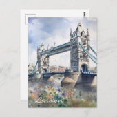 London Tower Bridge Travel Watercolor Postkarte (Vorne/Hinten)