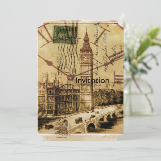 London Tower Bridge Uhrturm Big ben Einladung (Stehend Vorderseite)