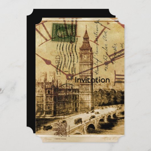 London Tower Bridge Uhrturm Big ben Einladung (Vorne/Hinten)