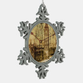 London Tower Bridge Uhrturm Big ben Schneeflocken Zinn-Ornament (Links)