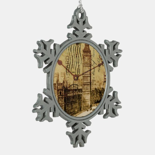 London Tower Bridge Uhrturm Big ben Schneeflocken Zinn-Ornament (Links)