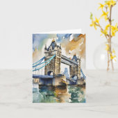 London Tower Bridge Watercolor Stationery Karte (Gelbe Blume)