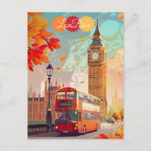 London Travel Postcard Art, London Travel Art, Eng Postkarte
