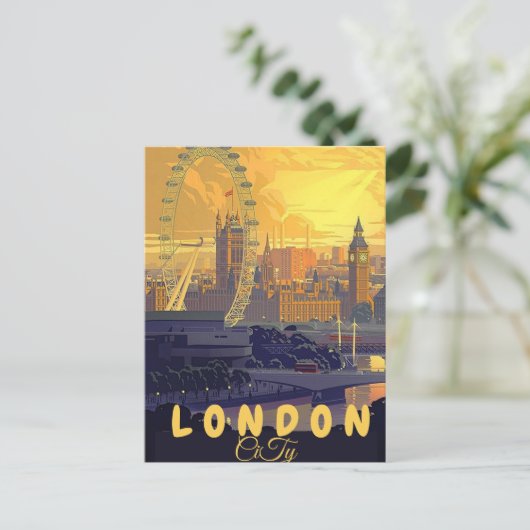 London Travel Postcard Art, London Travel Art, Eng Postkarte (Stehend Vorderseite)