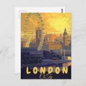 London Travel Postcard Art, London Travel Art, Eng Postkarte (Vorne/Hinten)