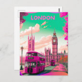 London Travel Postcard Art, London Travel Art, Eng Postkarte (Vorne/Hinten)